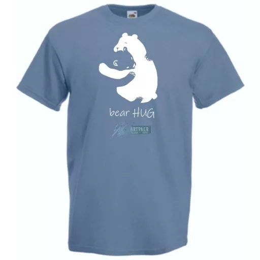 Maci család, bear hug, mackó apa és maci gyermek, maci ölelés minta férfi rövid ujjú póló