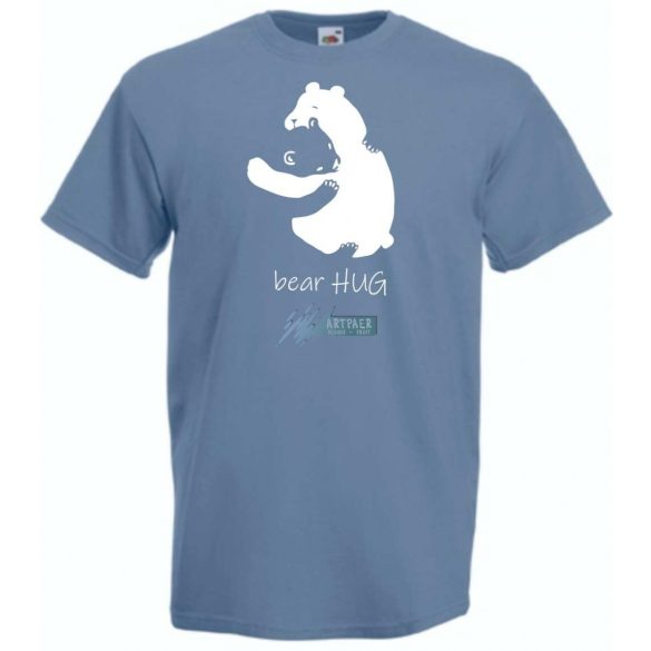 Maci család, bear hug, mackó apa és maci gyermek, maci ölelés minta férfi rövid ujjú póló