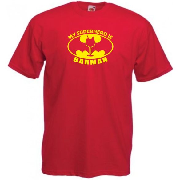 Humor - My Superhero Is Barman férfi rövid ujjú póló