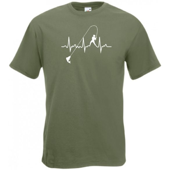 Sport horgász EKG szív ritmus -B férfi rövid ujjú póló