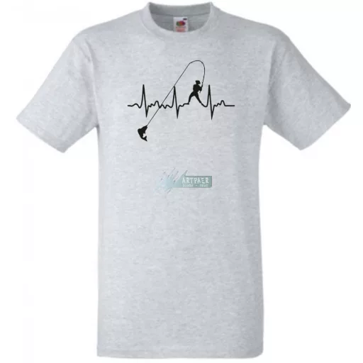 Sport horgász EKG szív ritmus -B férfi rövid ujjú póló