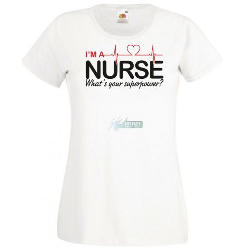 Én Nővér vagyok, és mi a te szuper erőd? - EKG angol női rövid ujjú póló