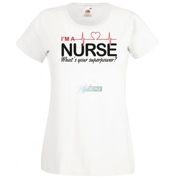 Én Nővér vagyok, és mi a te szuper erőd? - EKG angol női rövid ujjú póló