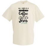 Egy kávéra és sok Jézusra van szükségem férfi rövid ujjú póló
