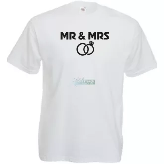 Mr & Mrs esküvő férfi rövid ujjú póló