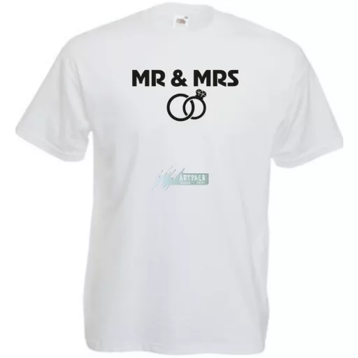 Mr & Mrs esküvő férfi rövid ujjú póló