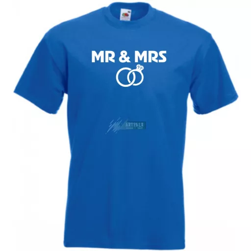 Mr & Mrs esküvő férfi rövid ujjú póló