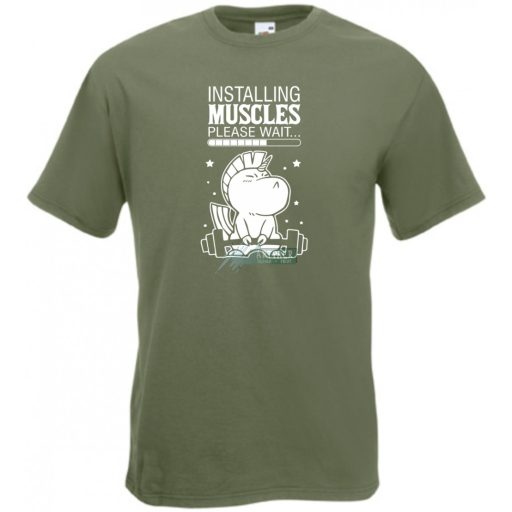 Installing Muscles - Unicorn férfi rövid ujjú póló