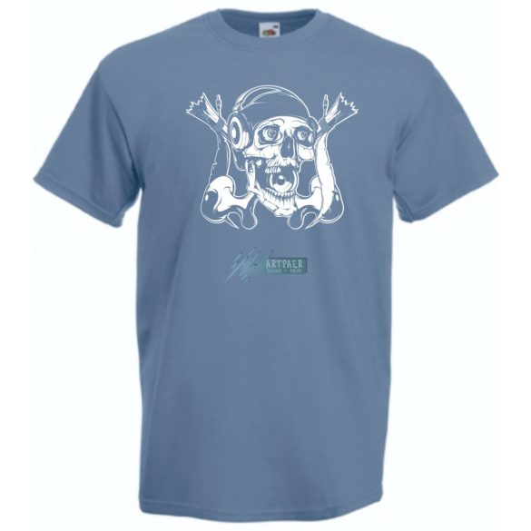 Zenehallgató koponya férfi rövid ujjú póló