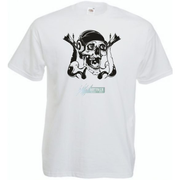 Zenehallgató koponya férfi rövid ujjú póló