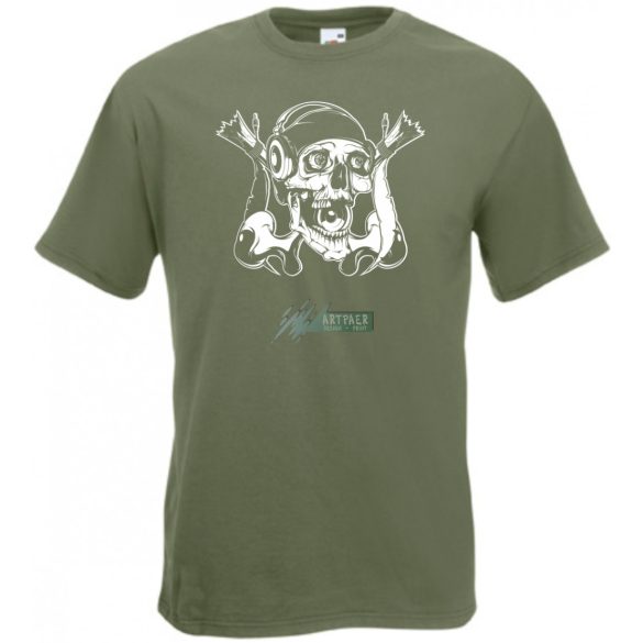 Zenehallgató koponya férfi rövid ujjú póló