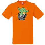 Humor-paródia Fan Art Baby jedi sisakban gyerek rövid ujjú póló
