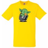 Humor-paródia Fan Art Baby jedi sisakban gyerek rövid ujjú póló