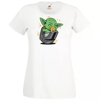   Humor-paródia Fan Art Baby jedi sisakban női rövid ujjú póló