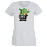 Humor-paródia Fan Art Baby jedi sisakban női rövid ujjú póló