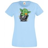 Humor-paródia Fan Art Baby jedi sisakban női rövid ujjú póló