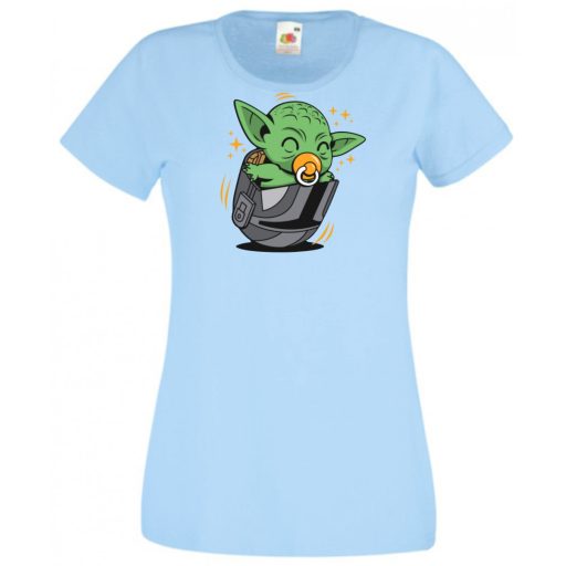Humor-paródia Fan Art Baby jedi sisakban női rövid ujjú póló