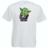 Humor-paródia Fan Art Baby jedi, sisakban férfi rövid ujjú póló