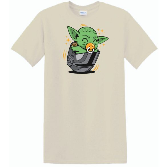 Humor-paródia Fan Art Baby jedi, sisakban férfi rövid ujjú póló