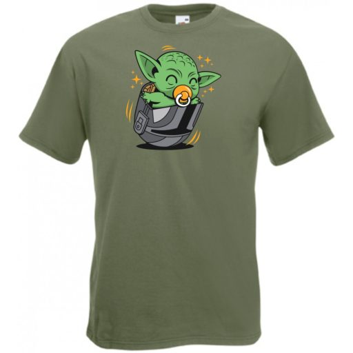 Humor-paródia Fan Art Baby jedi, sisakban férfi rövid ujjú póló