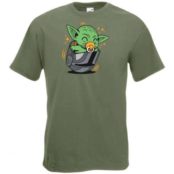 Humor-paródia Fan Art Baby jedi, sisakban férfi rövid ujjú póló