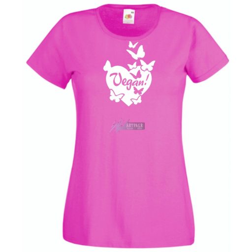 Vegan – Szív pillangók női rövid ujjú póló