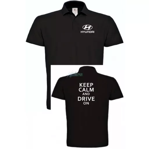 Keep Calm Styled auto fan Hyundai galléros férfi póló