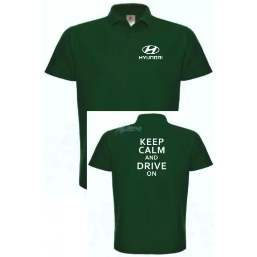 Keep Calm Styled auto fan Hyundai galléros férfi póló