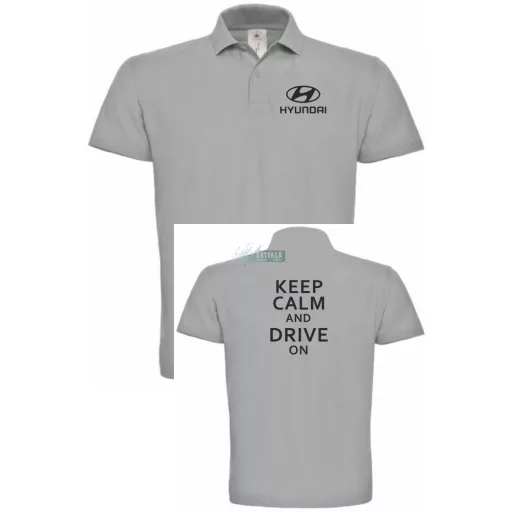 Keep Calm Styled auto fan Hyundai galléros férfi póló