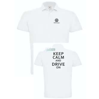 Keep Calm Styled auto fan Volkswagen galléros férfi póló