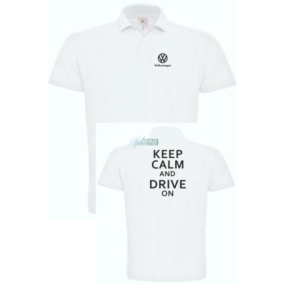 Keep Calm Styled auto fan Volkswagen galléros férfi póló