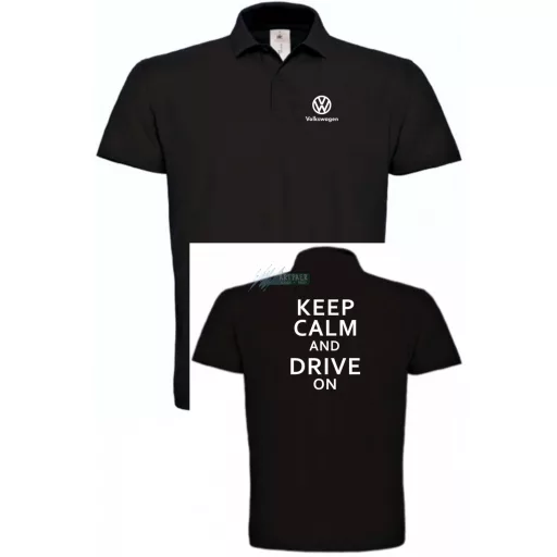 Keep Calm Styled auto fan Volkswagen galléros férfi póló