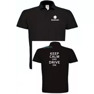 Keep Calm Styled auto fan Suzuki galléros férfi póló