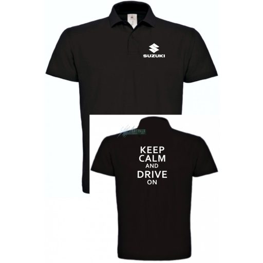 Keep Calm Styled auto fan Suzuki galléros férfi póló