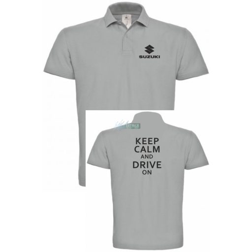 Keep Calm Styled auto fan Suzuki galléros férfi póló
