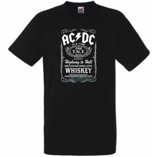 Retro AC DC vs Jack Daniels férfi rövid ujjú póló