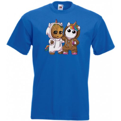 Cuki jelmezes kicsi hősök - Groot és Unikornis gyerek rövid ujjú póló