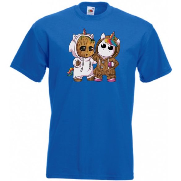 Cuki jelmezes kicsi hősök - Groot és Unikornis gyerek rövid ujjú póló