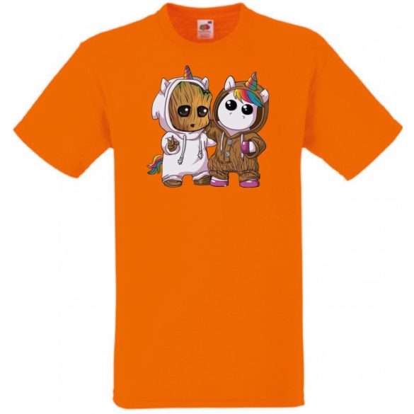 Cuki jelmezes kicsi hősök - Groot és Unikornis gyerek rövid ujjú póló
