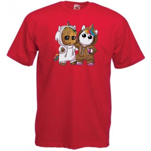 Cuki jelmezes kicsi hősök - Groot és Unikornis gyerek rövid ujjú póló