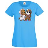 Cuki jelmezes kicsi hősök - Groot és Unikornis női rövid ujjú póló