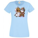 Cuki jelmezes kicsi hősök - Groot és Unikornis női rövid ujjú póló