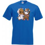 Cuki jelmezes kicsi hősök - Groot és Unikornis férfi rövid ujjú póló