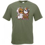 Cuki jelmezes kicsi hősök - Groot és Unikornis férfi rövid ujjú póló