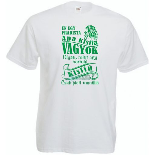 Foci rajongó Fradi szurkoló Apa kisfia gyerek rövid ujjú póló