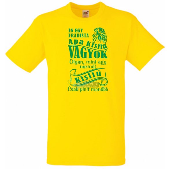 Foci rajongó Fradi szurkoló Apa kisfia gyerek rövid ujjú póló