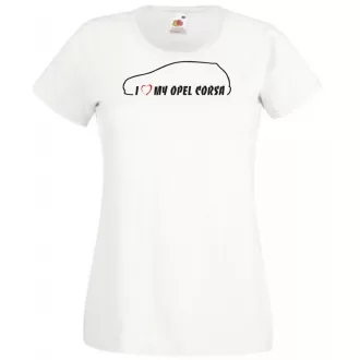 Auto fan I Love Opel Corsa női rövid ujjú póló