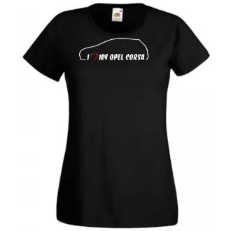 Auto fan I Love Opel Corsa női rövid ujjú póló