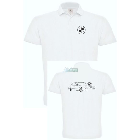 Autó fan kontur BMW E28 galléros férfi póló