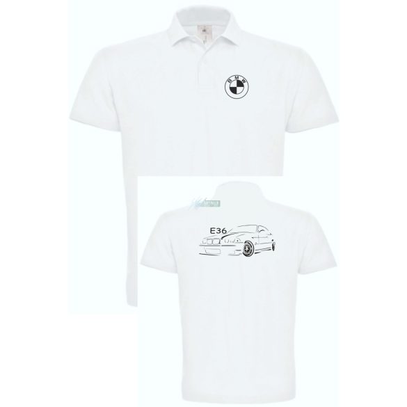 Autó fan kontur BMW E36 galléros férfi póló